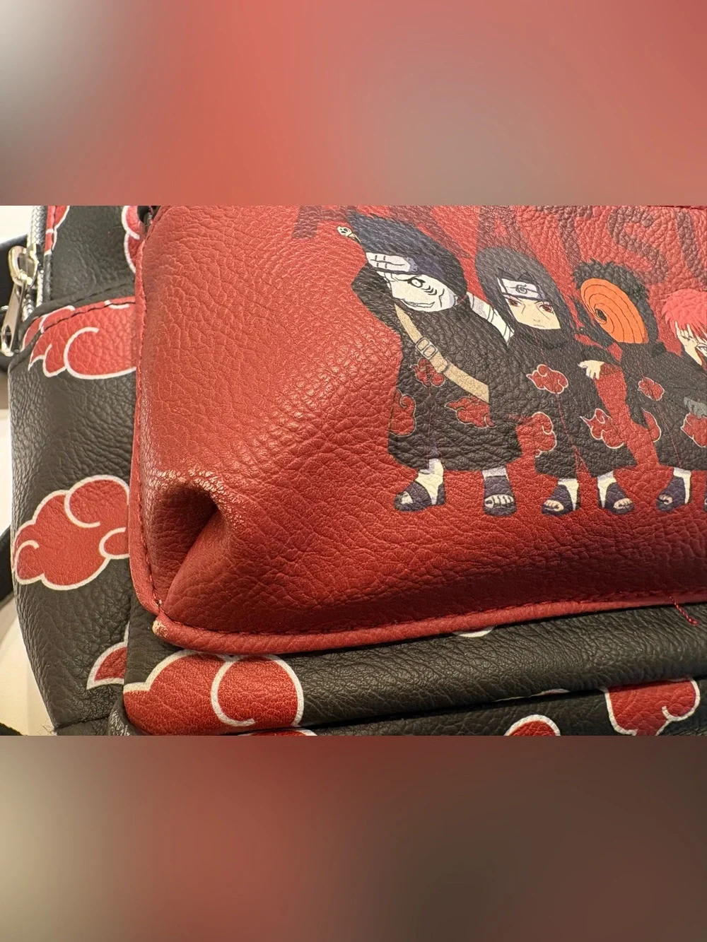 Naruto Shippuden Akatsuki Faux Leather red cloud chibi mini backpack Concept One